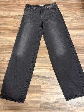 Levi's Premium Baggy Dad Jeans Women's Size 27 Black Wash Denim Y2K Wide Leg